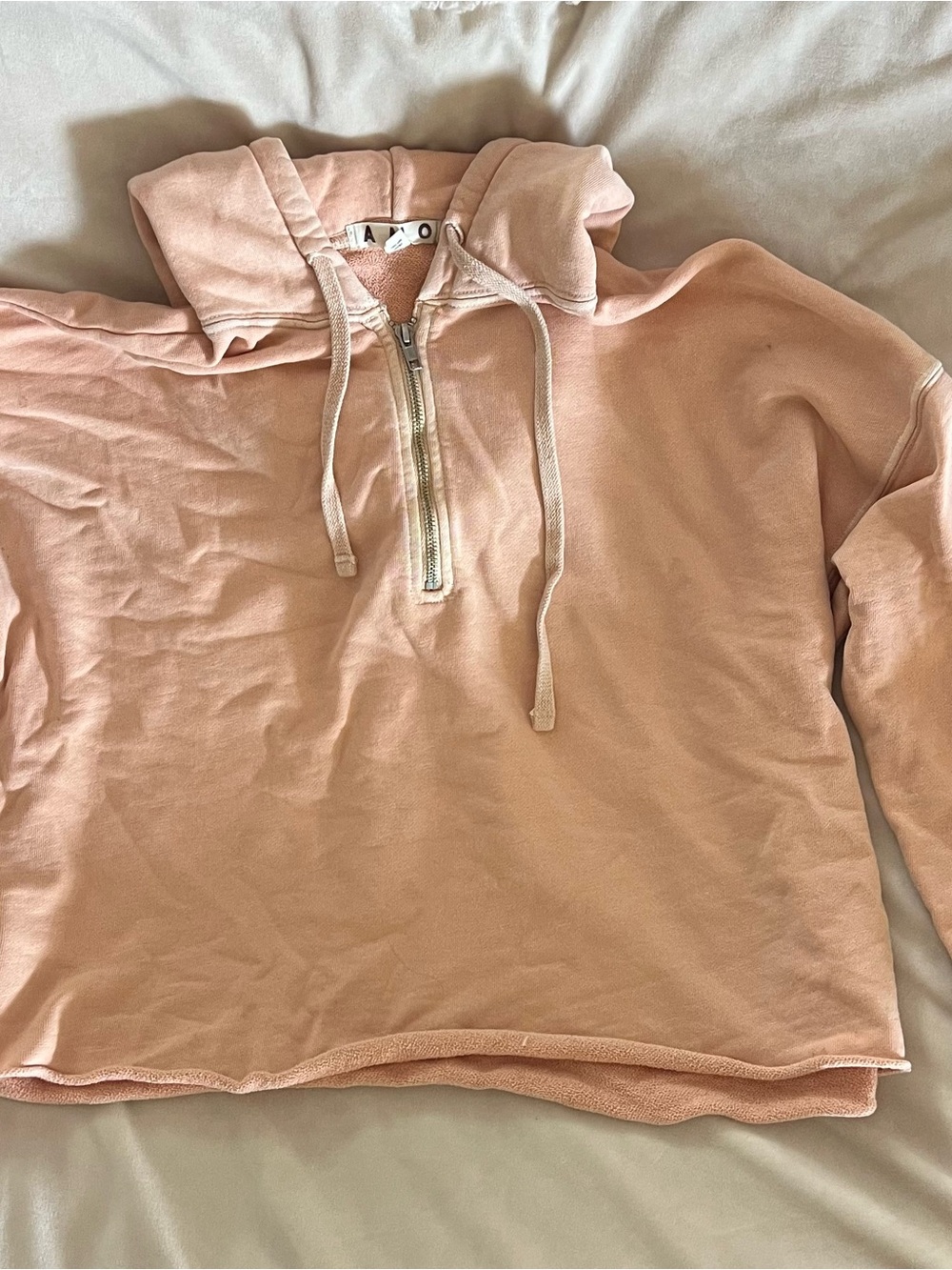 AMO Blush Pink Half-Zip Hooded Sweatshirt